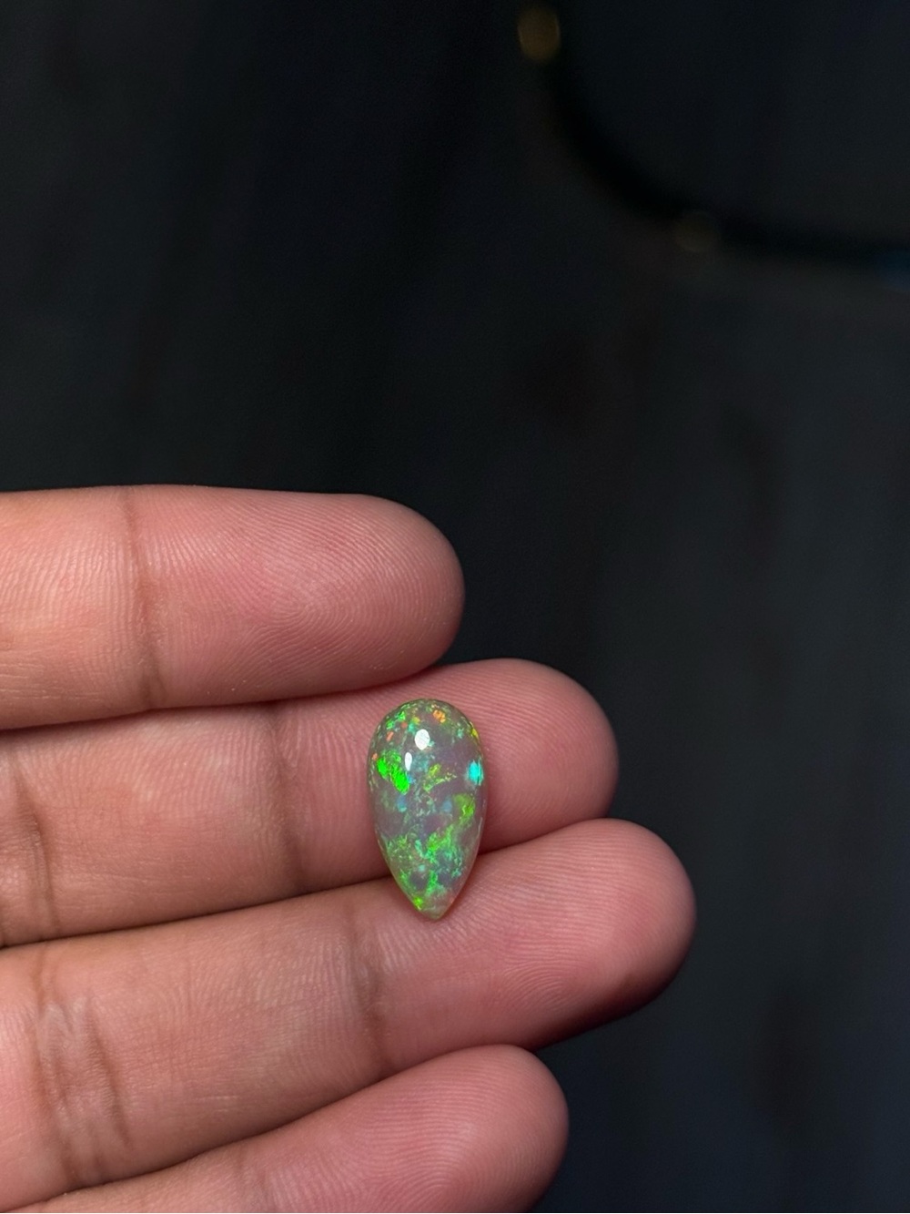 Natural Ethiopian Opal 4.8 Ct Pear Cabochon Loose Gemstone 17.4x9.5mm